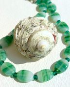 Coral Green Oval Beaded Necklace