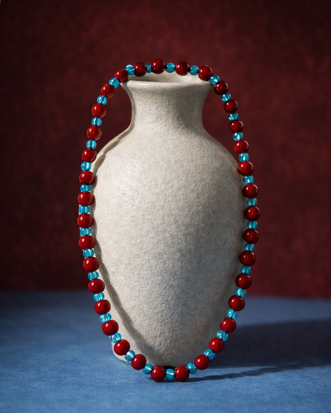 Red and Blue Beaded Necklace