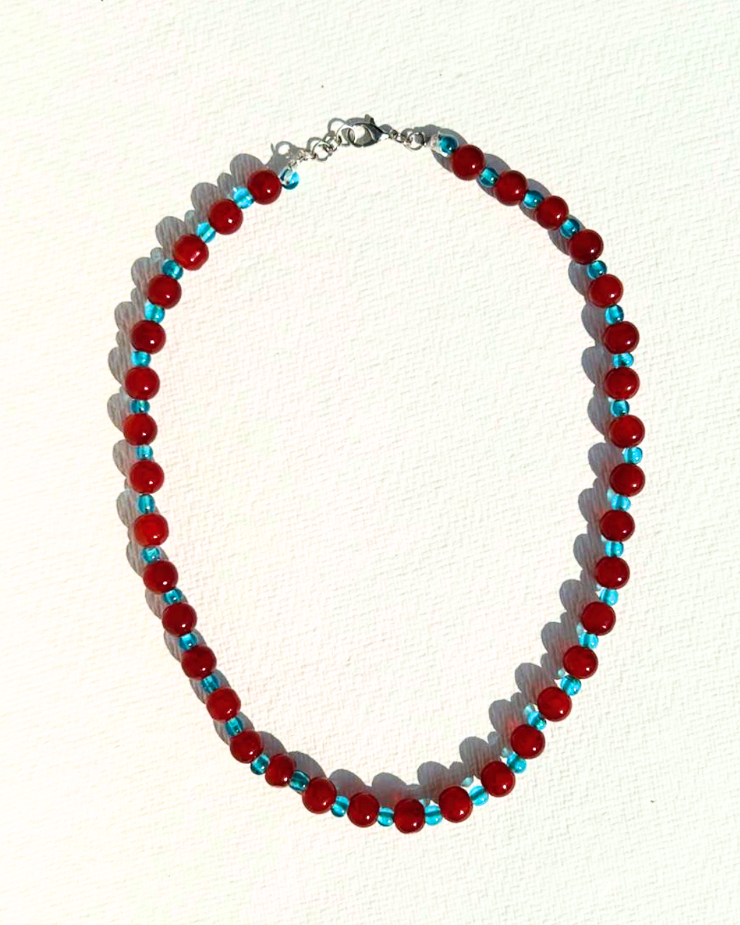 Red and Blue Beaded Necklace