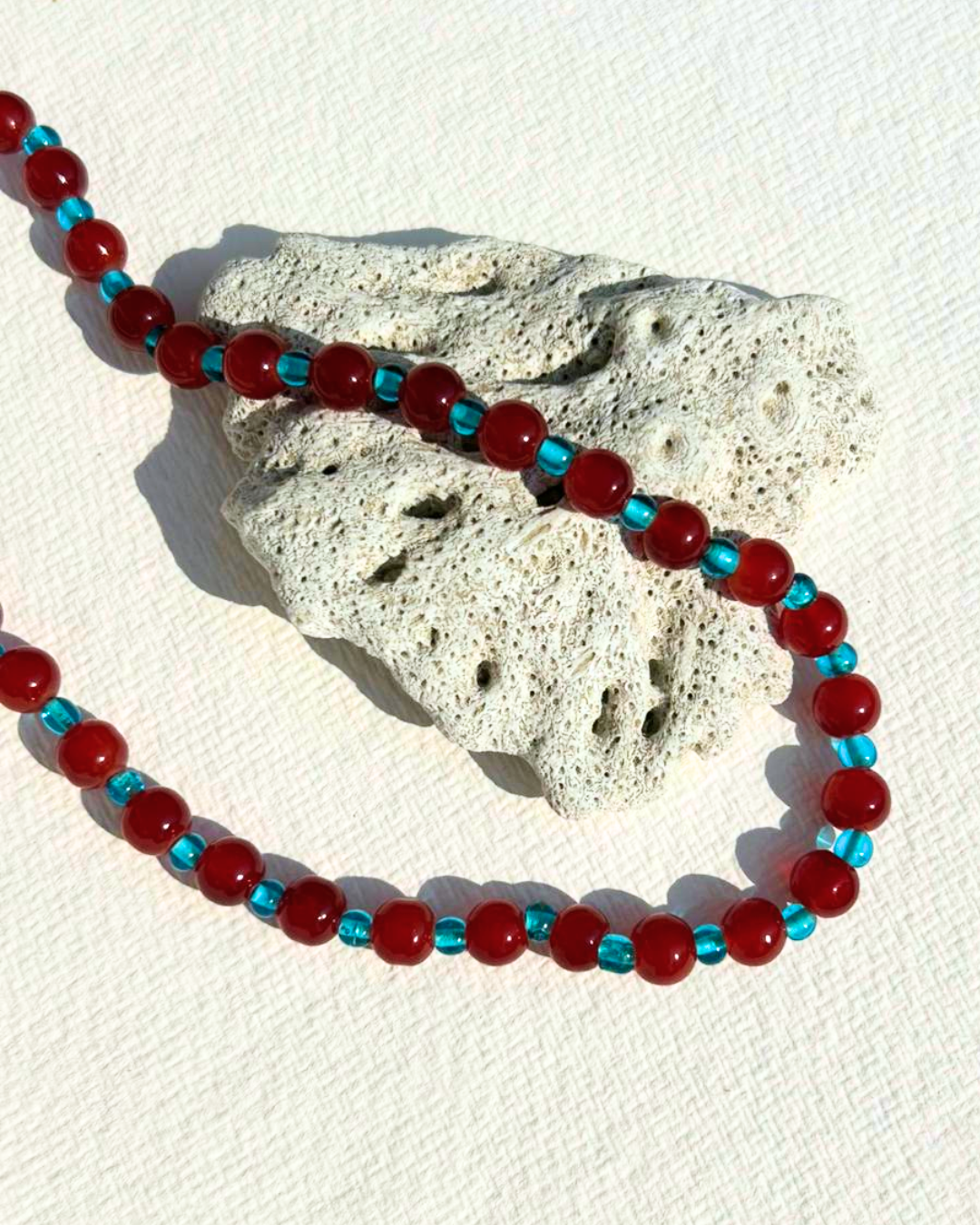 Red and Blue Beaded Necklace