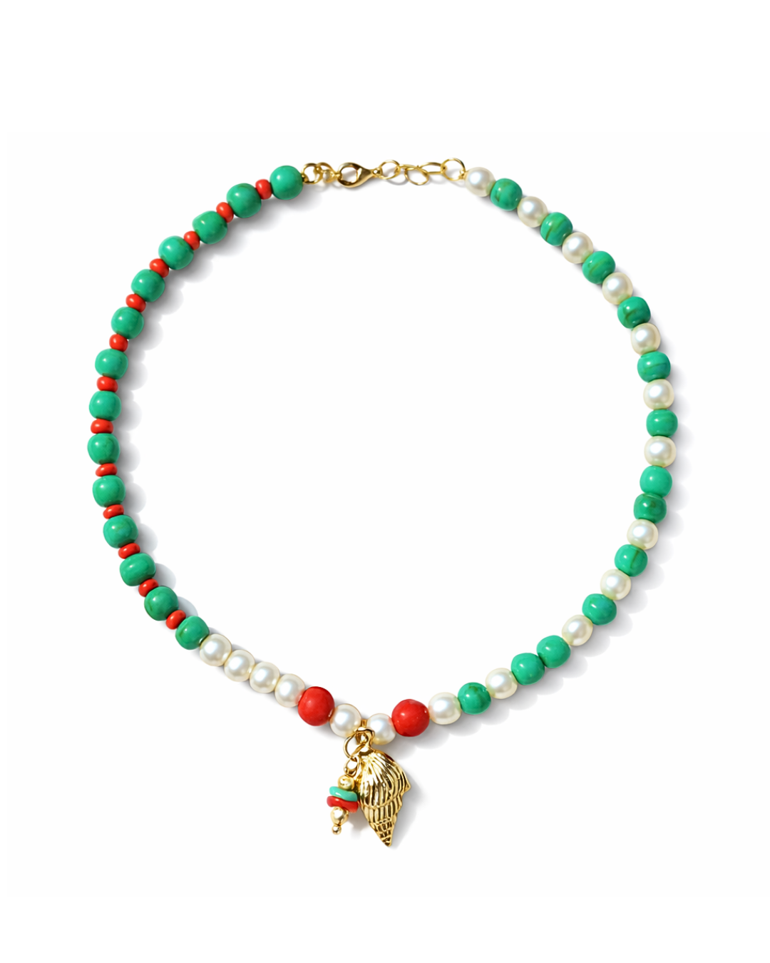 Shell pendant beaded necklace