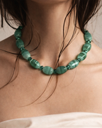 Coral Green Oval Beaded Necklace