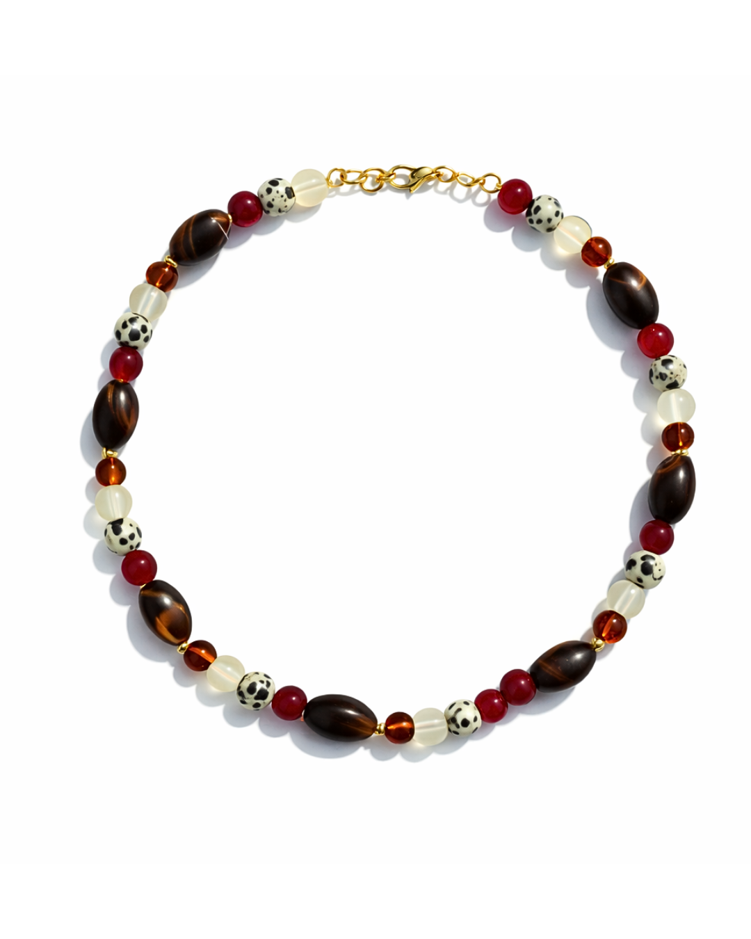 Multi Brown and Red Beaded - Necklace