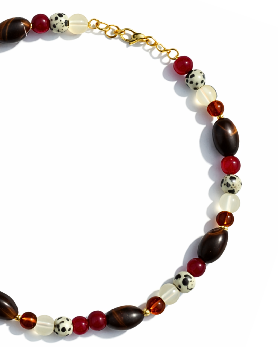 Multi Brown and Red Beaded - Necklace