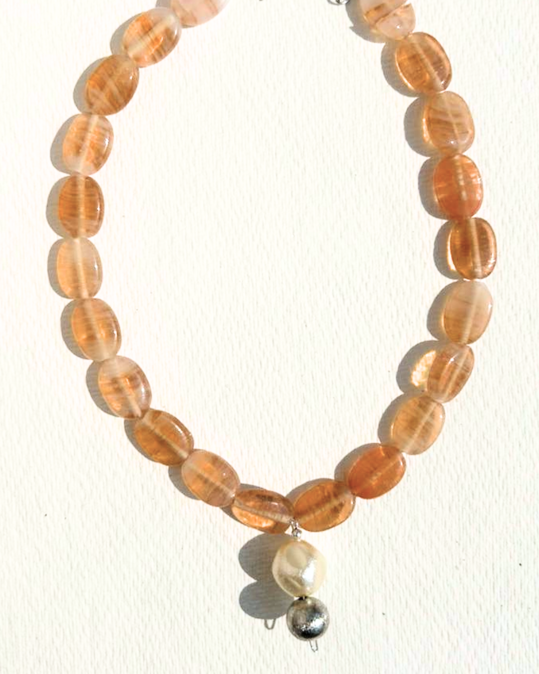 Peach Oval Bead - Necklace