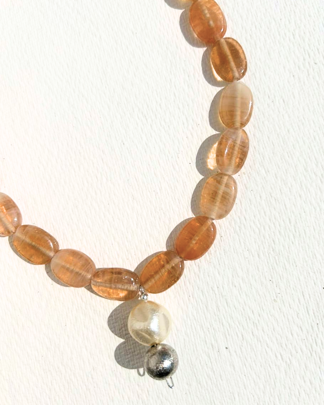 Peach Oval Bead - Necklace