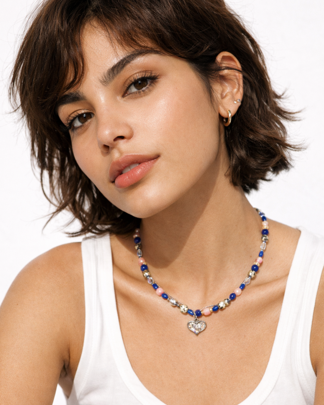 Ocean blue beaded layered - Necklace