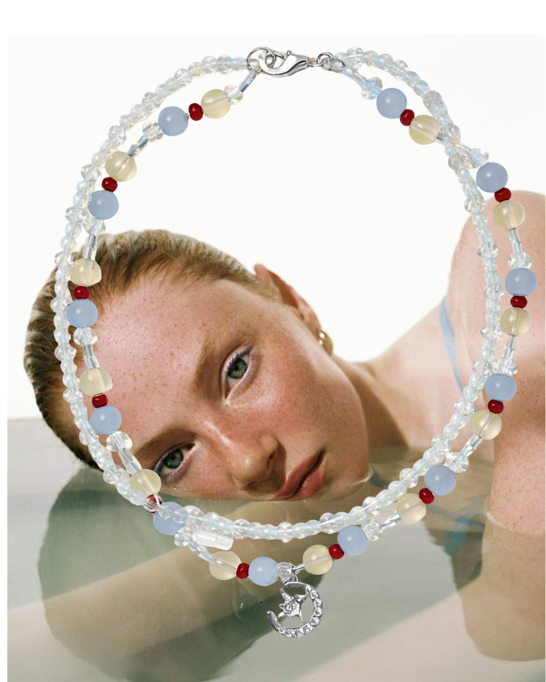 Layered Moon beaded - Necklace