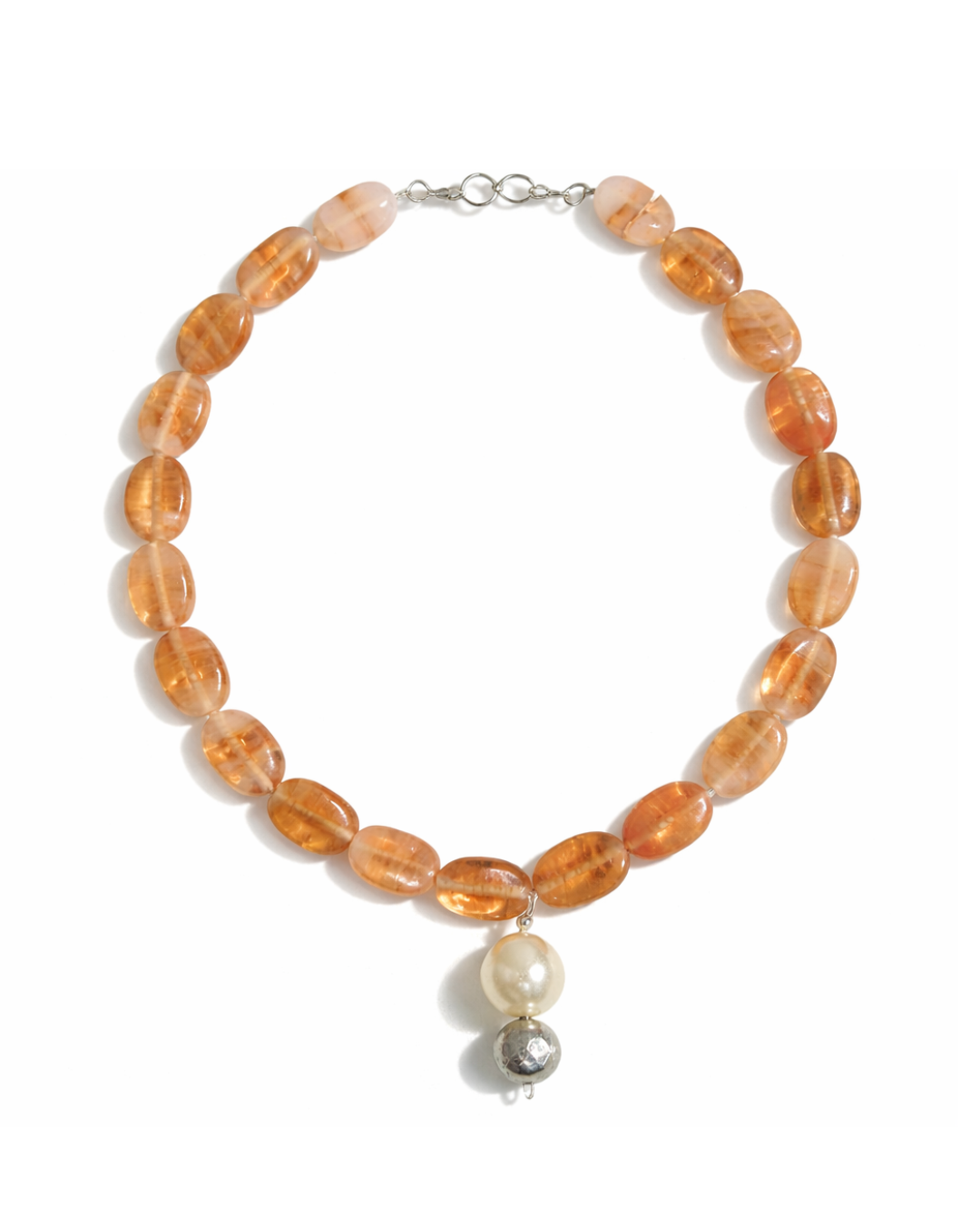 Peach Oval Bead - Necklace
