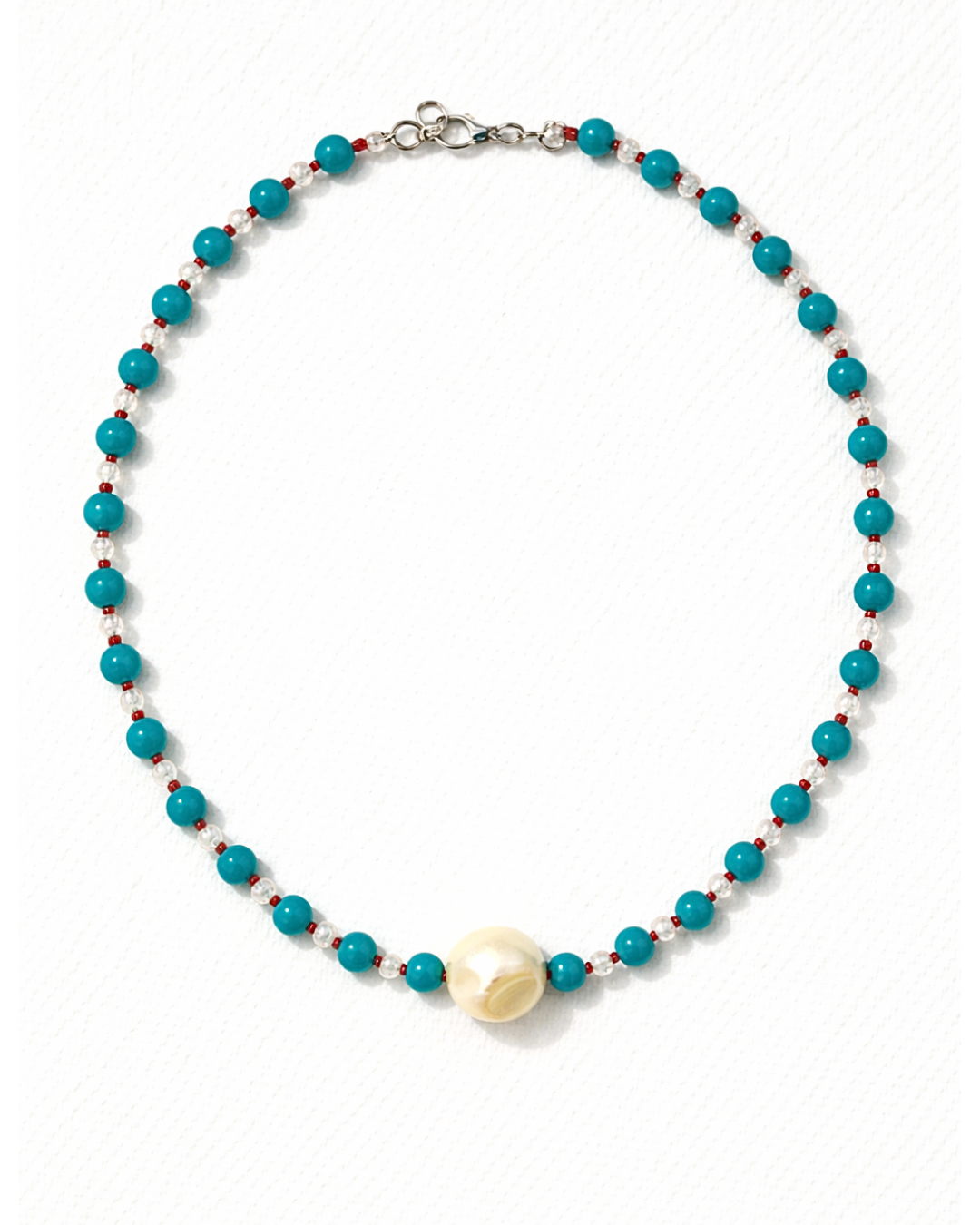 Blue Red Beaded - Necklace
