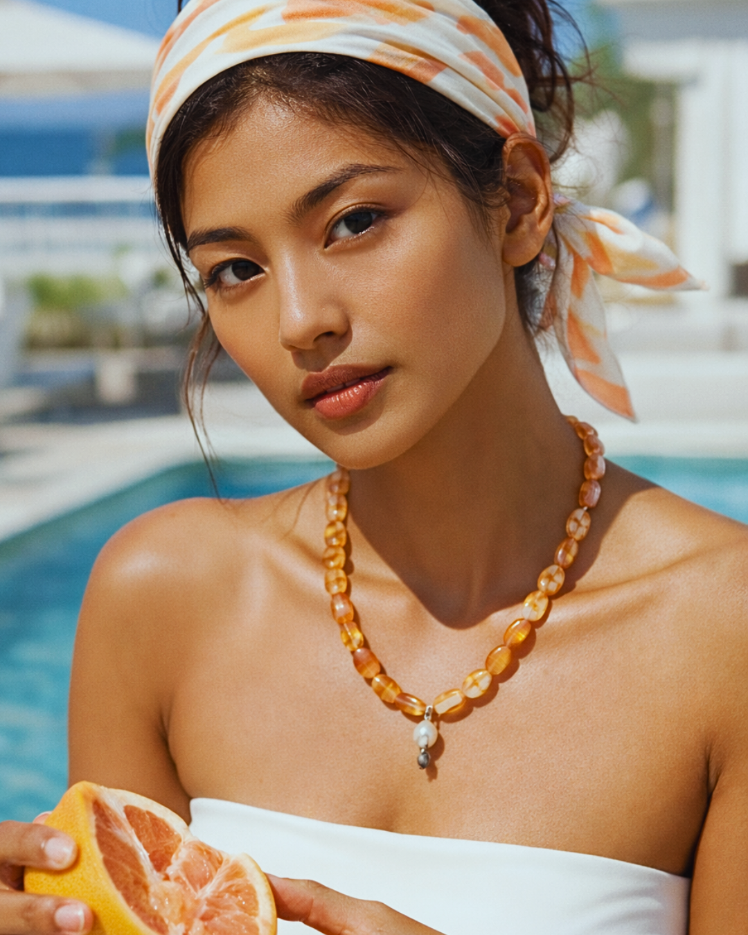 Peach Oval Bead - Necklace